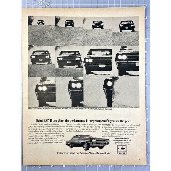American Motors Rebel "Its surprise time at American Motors" Vtg Print Ad 1967 - Picture 2 of 3
